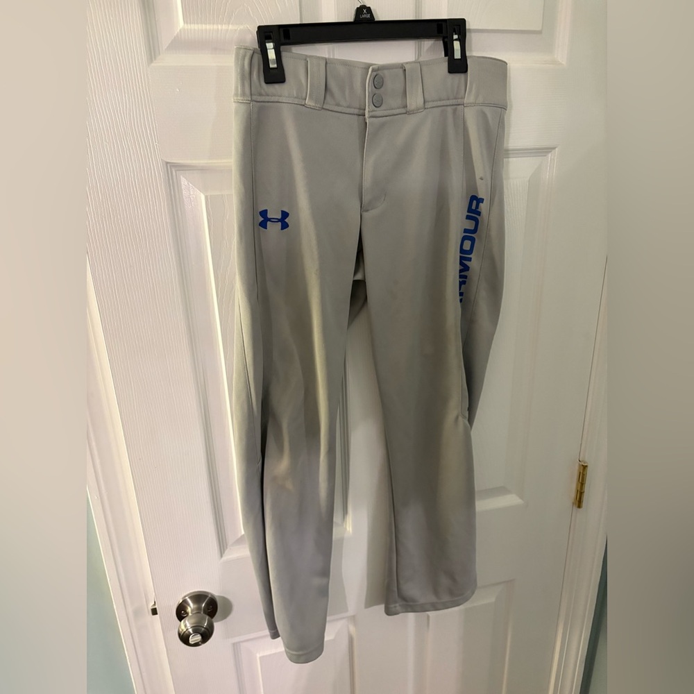 Under Amour Youth Baseball Pants Gray & Blue